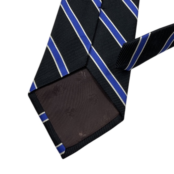 BROOKS BROTHERS Black/Blue Striped Silk DESIGNER Tie USA - Picture 4 of 4